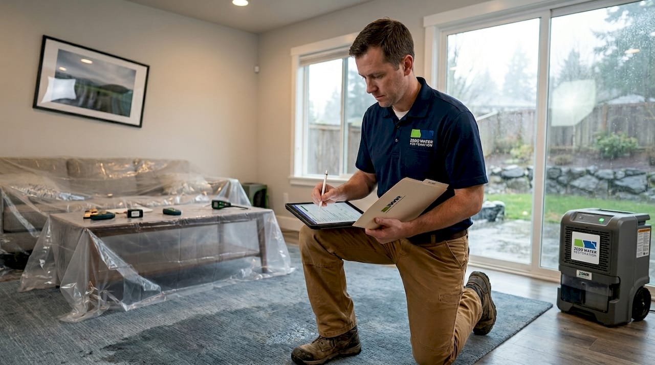Restoration manager documenting insurance claim