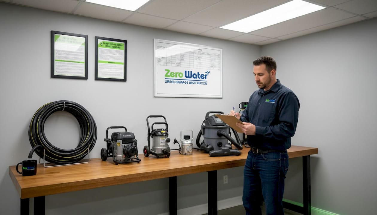 Technician examines water extraction equipment types