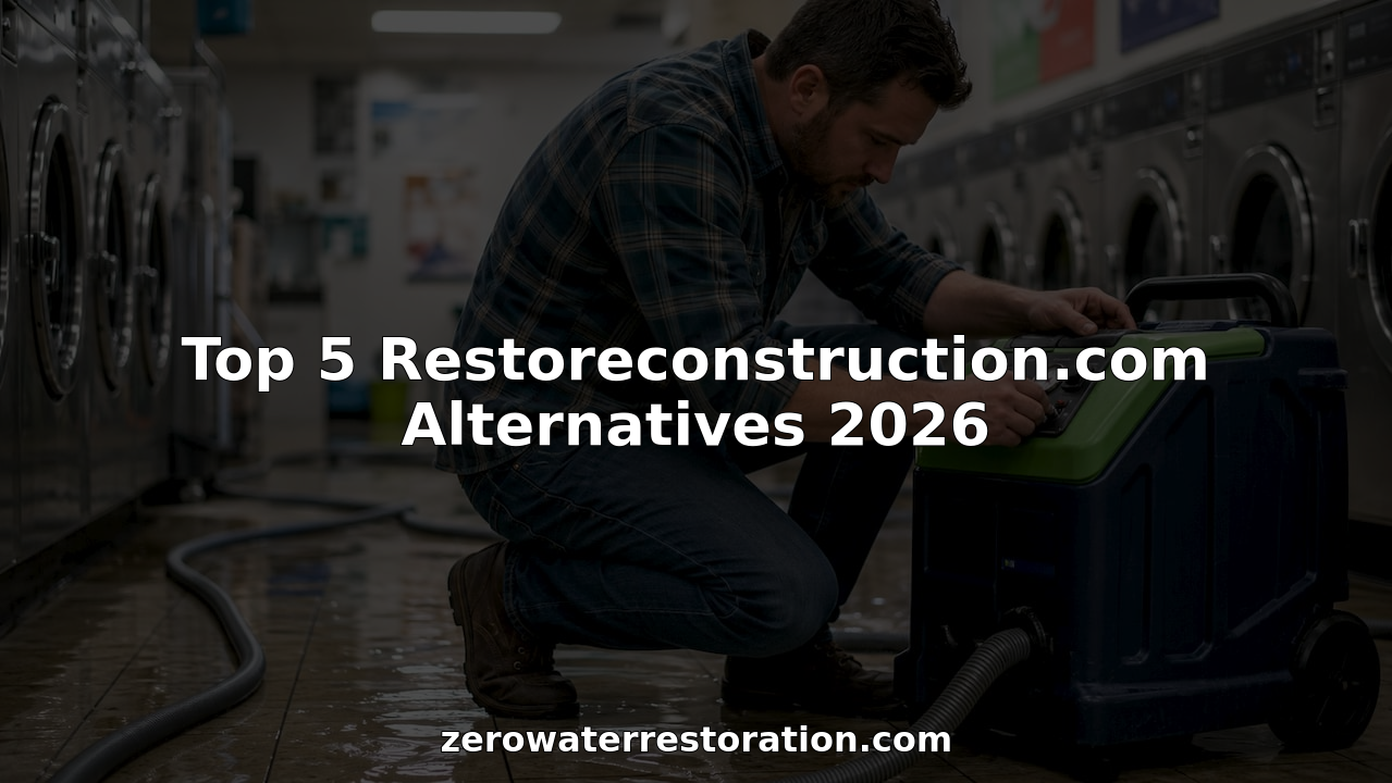 Technician extracting water in flooded basement
