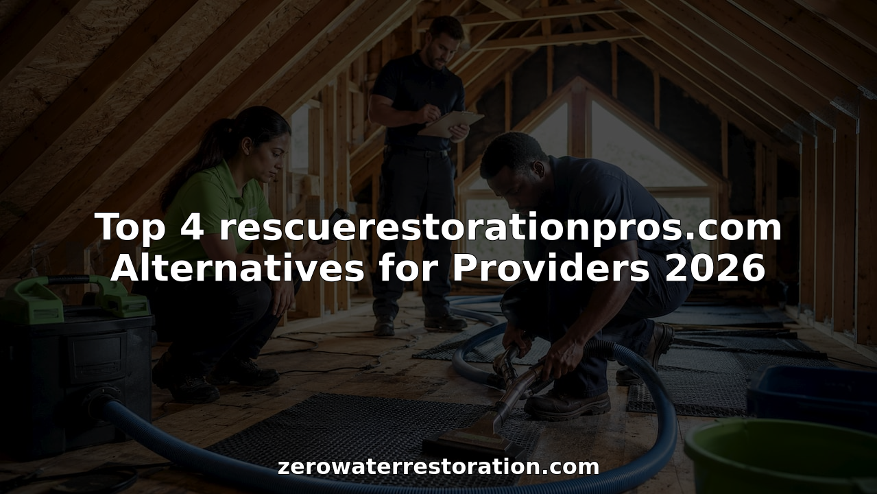Water damage restoration team working in basement