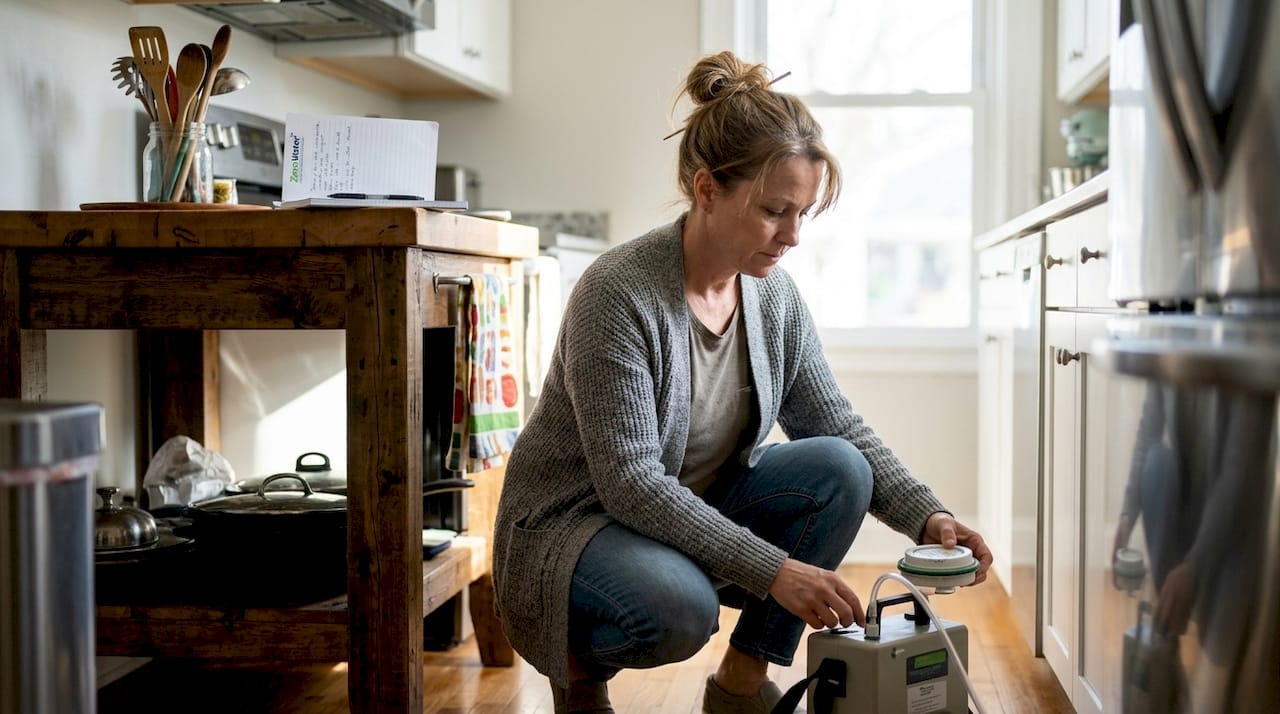 1782460007042_Homeowner-collecting-mold-air-sample-indoors Homeowner collecting mold air sample indoors