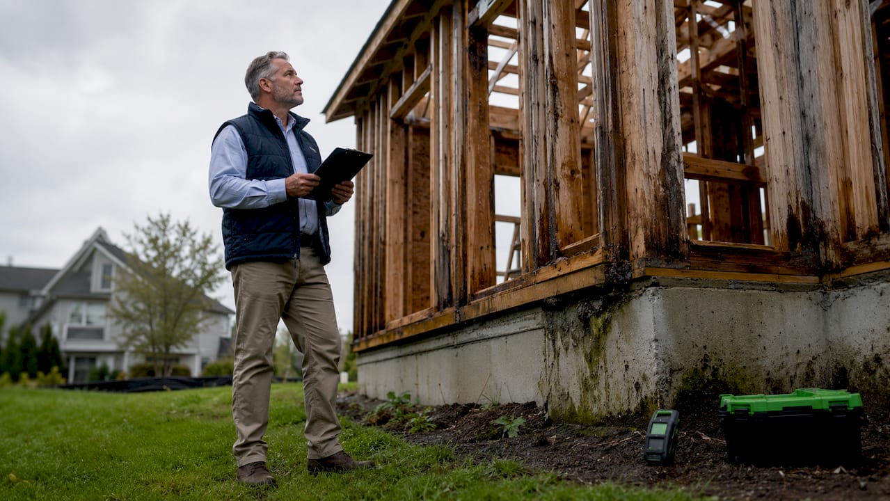 1782974833952_Inspector-examining-water-damaged-wood-framing-indoors Inspector examining water-damaged wood framing indoors