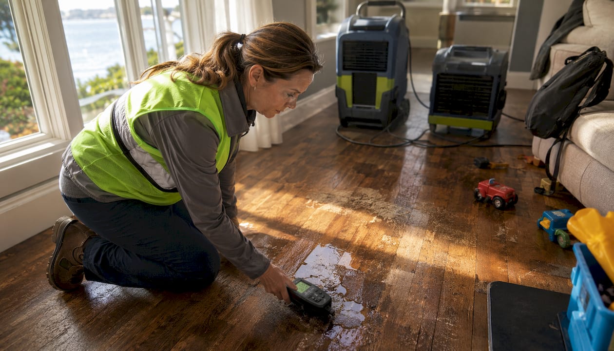 1784875380297_Restoration-expert-checking-moisture-in-flooded-carpet Restoration expert checking moisture in flooded carpet